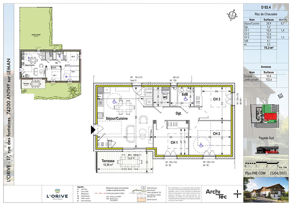 L'ORIVE - ANTHY SUR LÉMAN - T4 de 73.3m² en RDJ