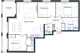  Appartement � vendre 4 pi�ces 79 m�