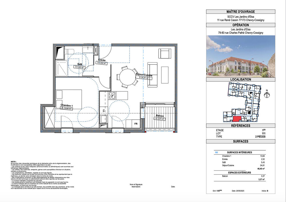 Vente Appartement 2 PIECES + jardin + terrasse + parking s/sol dans programme neuf  