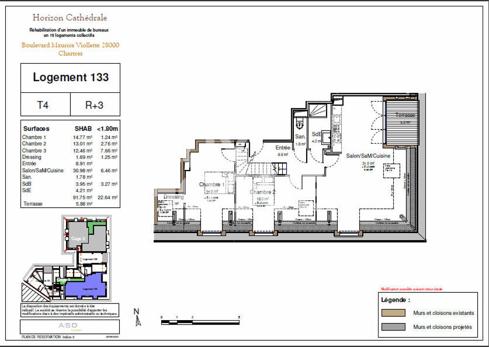 Vente Appartement NEUF & HYPER CENTRE superbe  T4 en duplex Chartres