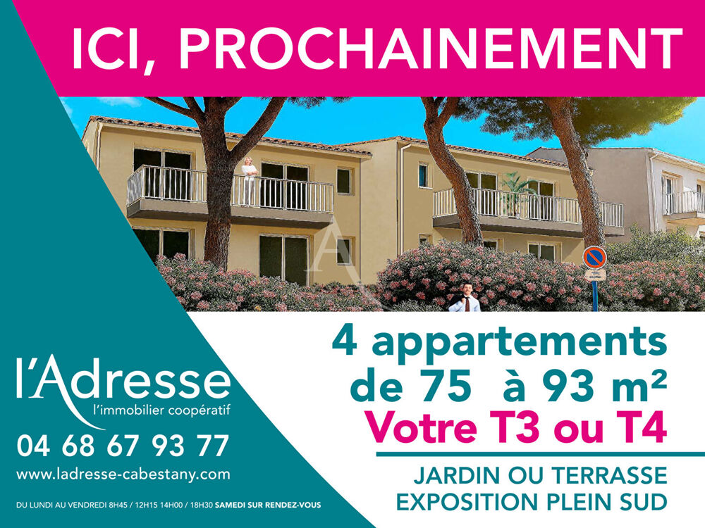 APPARTEMENTS NEUF T3 ET T4 DANS PETITE RESIDENCE EN CENTRE DE CABESTANY