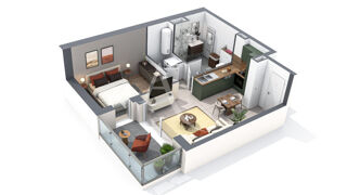  Appartement  vendre 2 pices 43 m