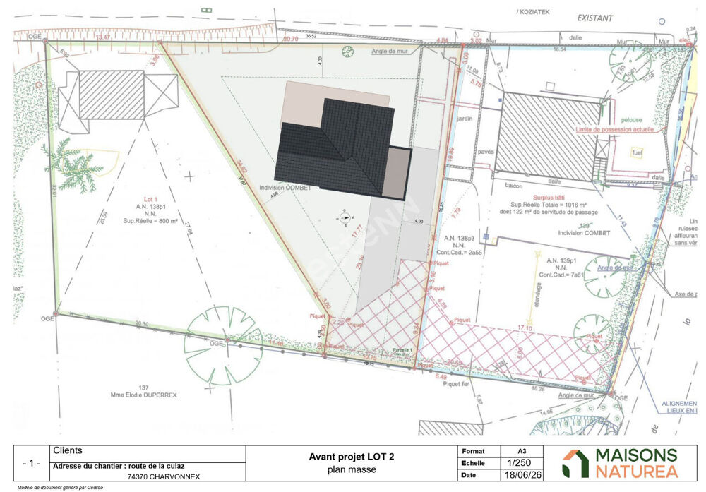 A vendre sur Charvonnex un Projet de construction sur terrain de 801m² viabilisé