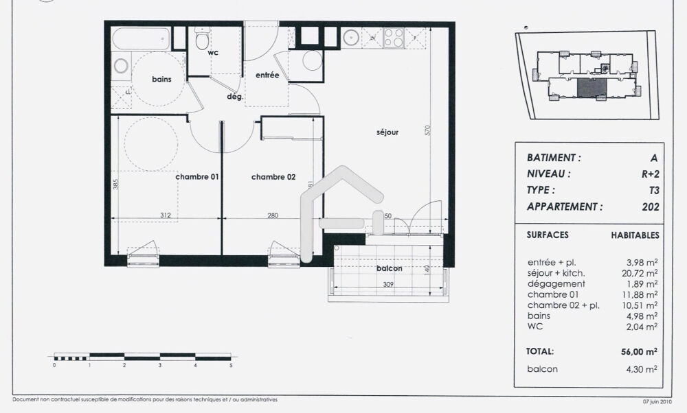 Vente Appartement Appartement Toulouse 3 pièces 56 m2 avec terrasse et parking Toulouse