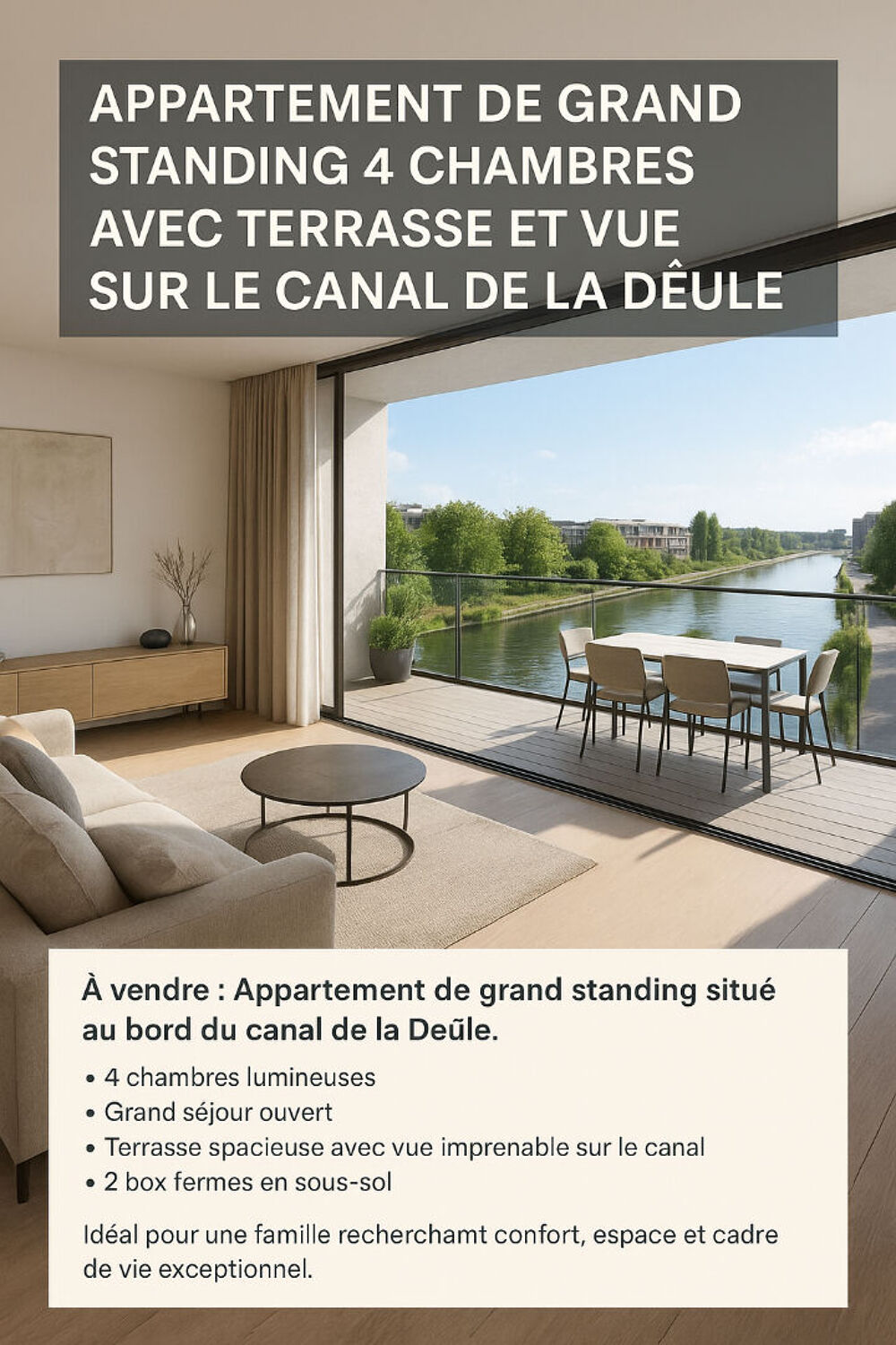 Appartement de standing 5 pièces avec vue sur la DEULE