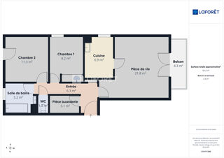  Appartement à vendre 3 pièces 64 m²