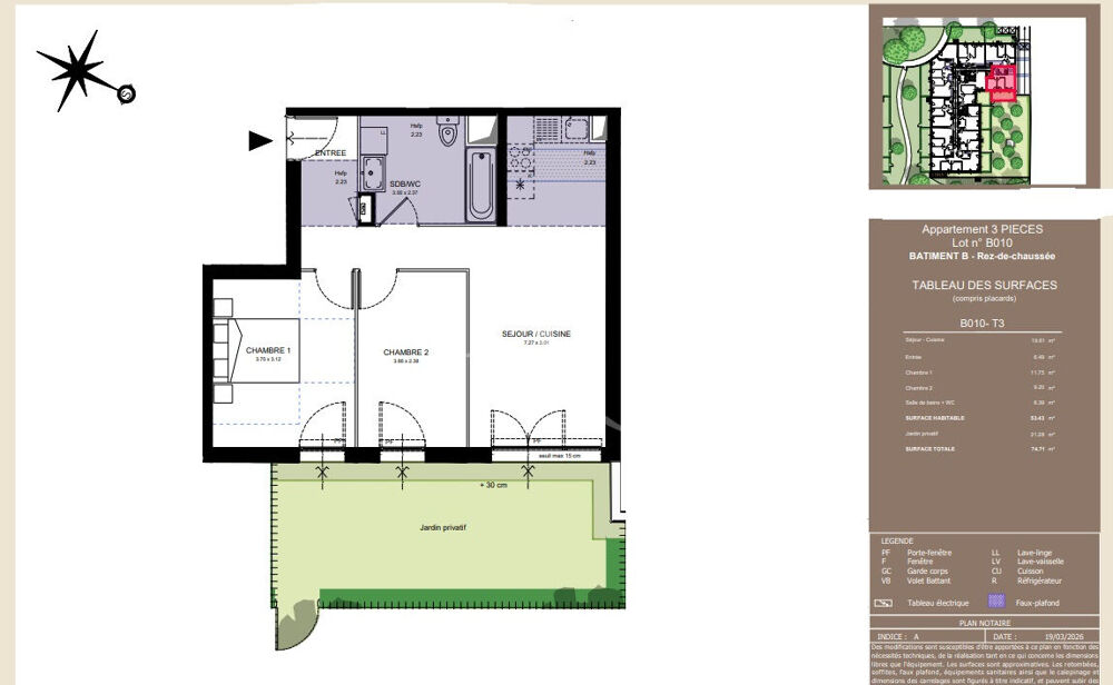 Vente Appartement A VENDRE Appartement de type 3 avec jardin privatif sur AVRILLE Avrille