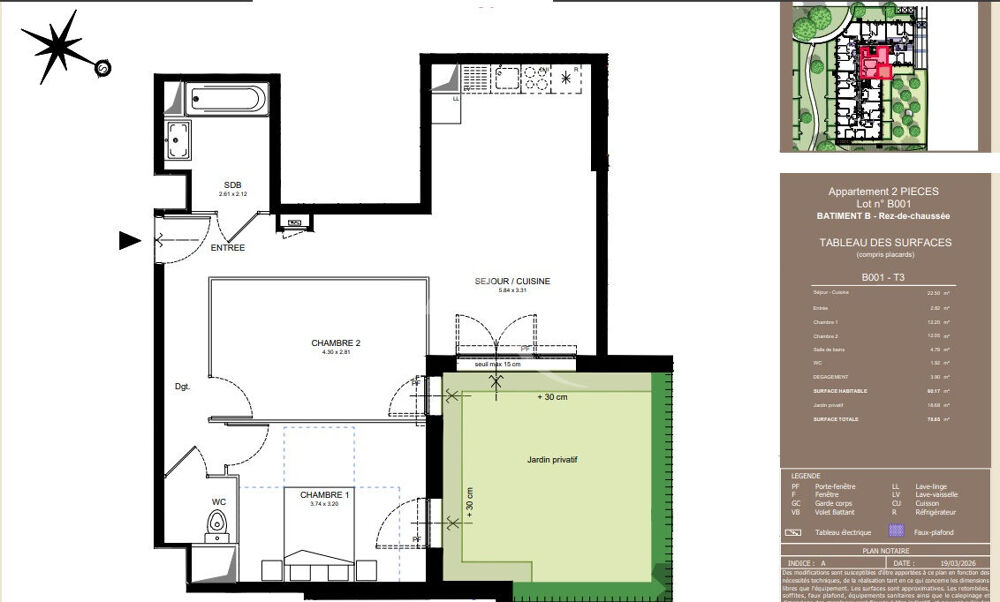 A VENDRE Appartement de type 3 avec jardin privatif sur AVRILLE