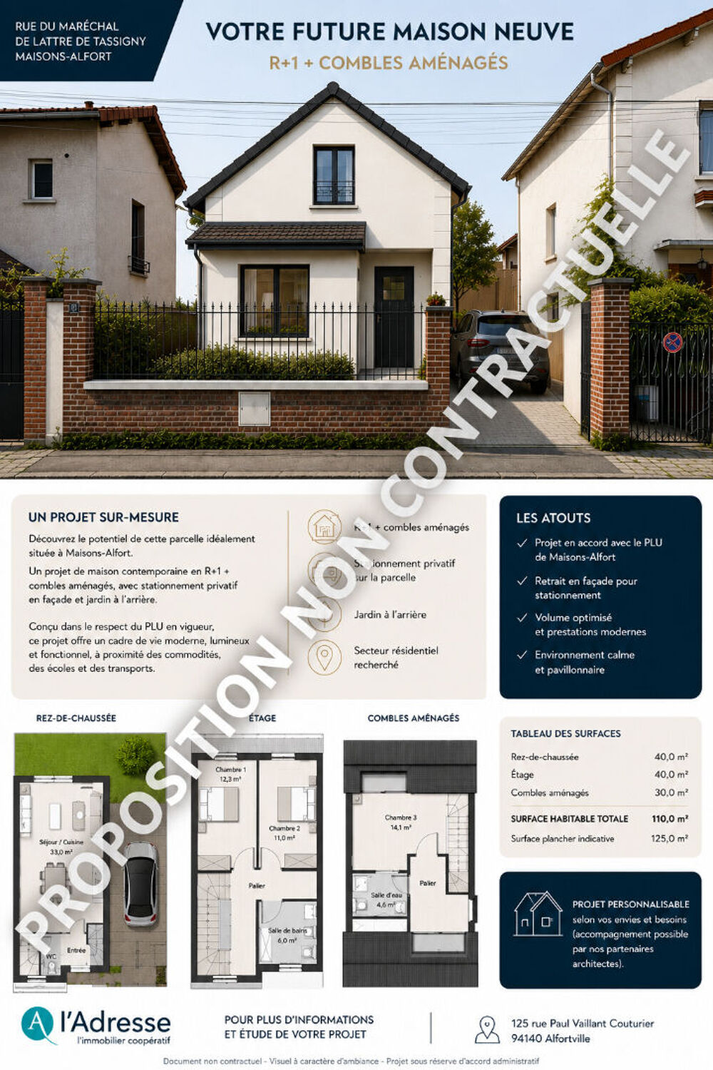 Vente Terrain Maison Maisons Alfort 3/4 pièces de 68M² avec jardin + sous-sol total Maisons alfort