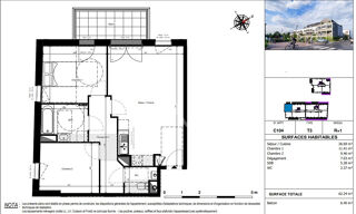  Appartement  vendre 3 pices 62 m