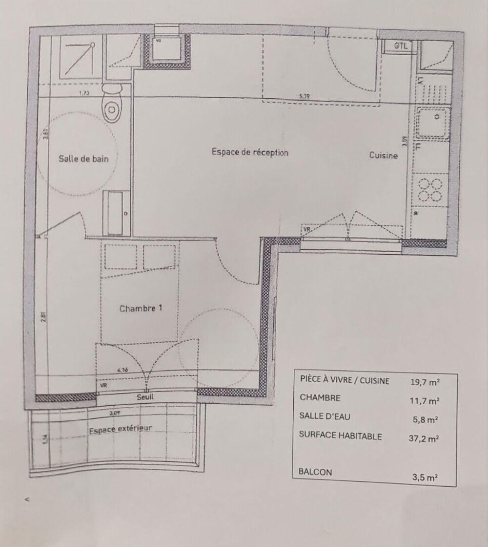 Appartement Noisy Le Sec 2 pièce(s) 37 m2