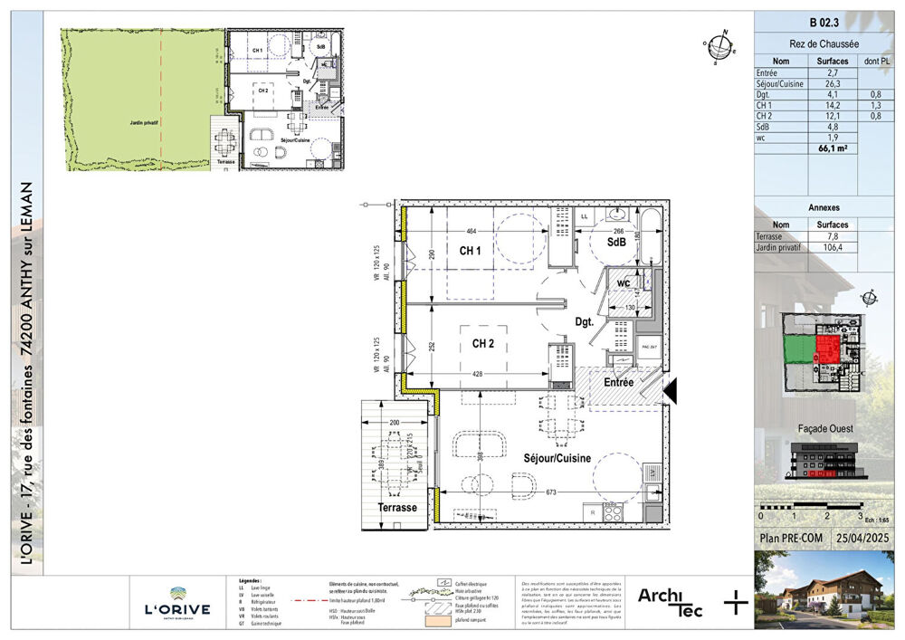L'ORIVE - ANTHY SUR LÉMAN - T3 de 66.10m² en RDJ