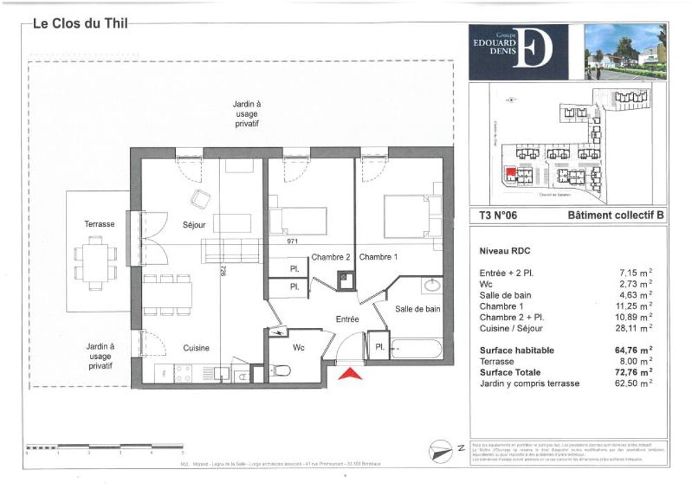 Location Appartement T3 LE TAILLAN MEDOC - 3 pièce(s) - 64.76 m2 Le taillan medoc