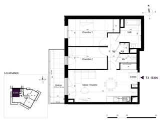  Appartement � vendre 3 pi�ces 59 m�