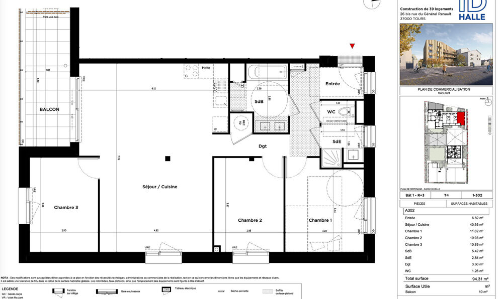 Vente Appartement Appartement Tours 4 pièce(s) 94.33 m2 Tours