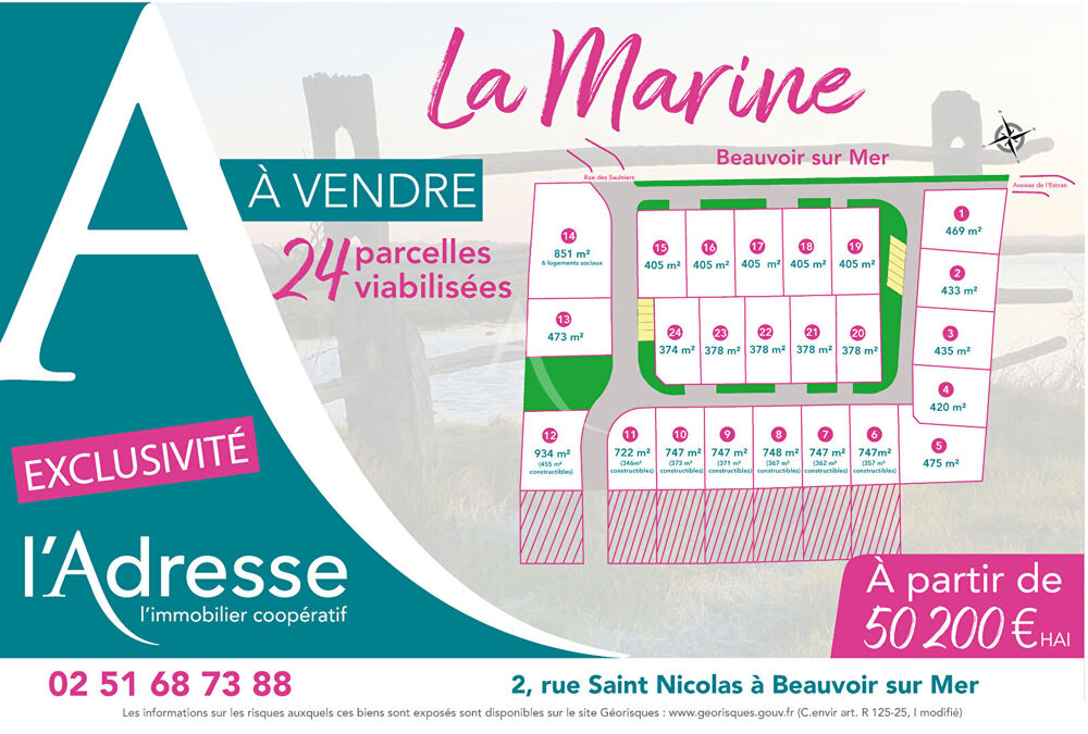 Vente Terrain Terrain Beauvoir Sur Mer 469 m2 Beauvoir sur mer