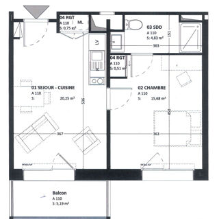  Appartement à vendre 2 pièces 42 m²