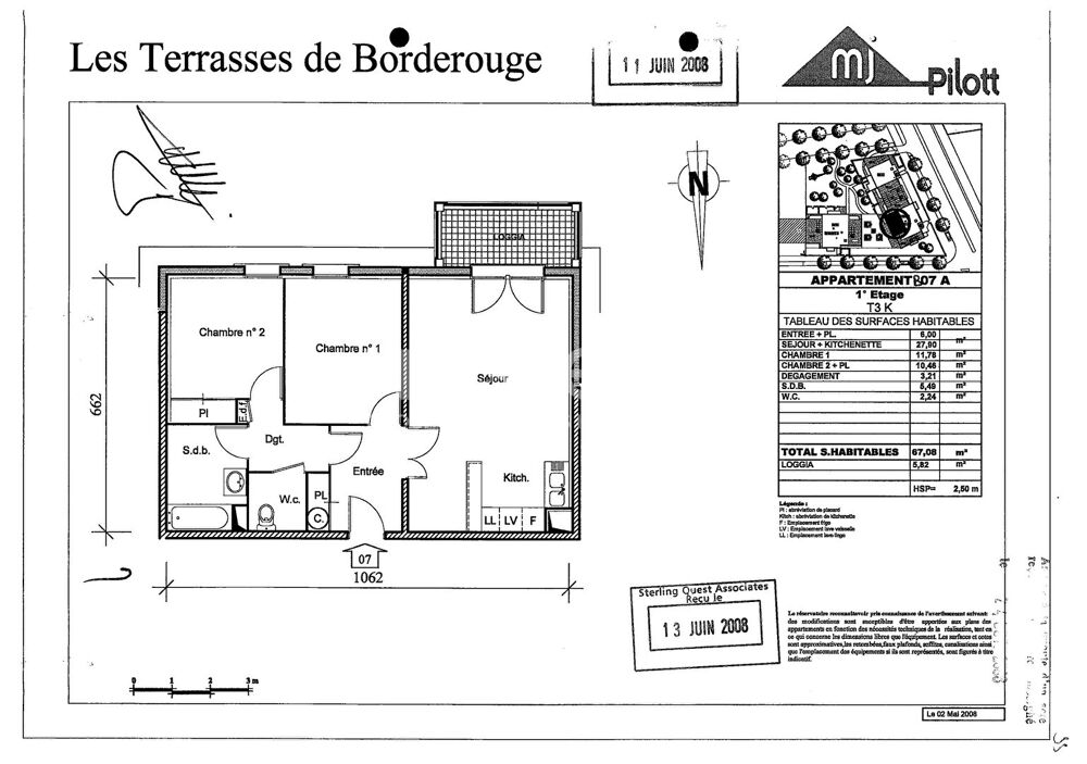 Location Appartement Toulouse 31200 Métro BORDEROUGE SANS FRAIS AGENCE  Agréable T3 Récent de 67.08m² avec  Terrasse couverte /loggia de 5.82m² , pla Toulouse