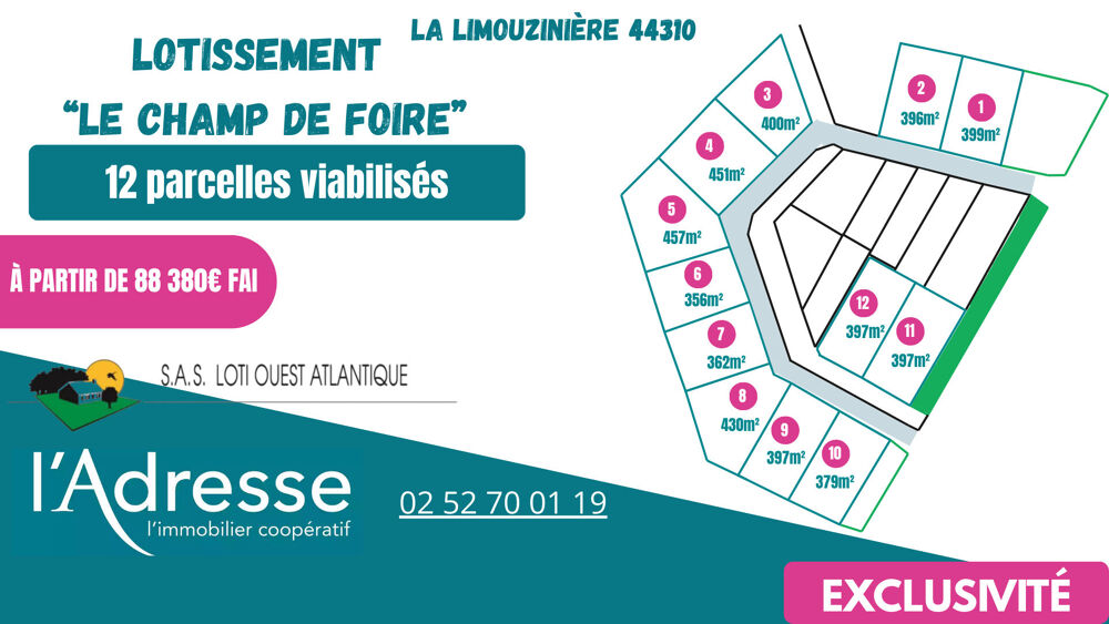 Vente Terrain Terrain La Limouziniere 396 m2 La limouziniere