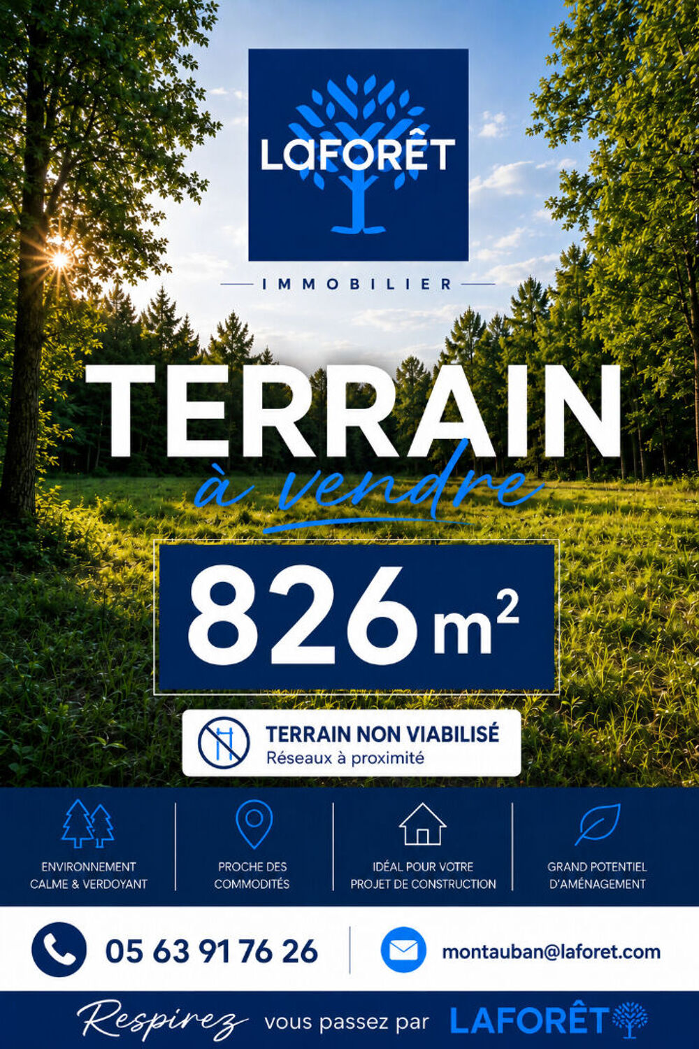 Vente Terrain Terrain Villemade 826 m2 Villemade