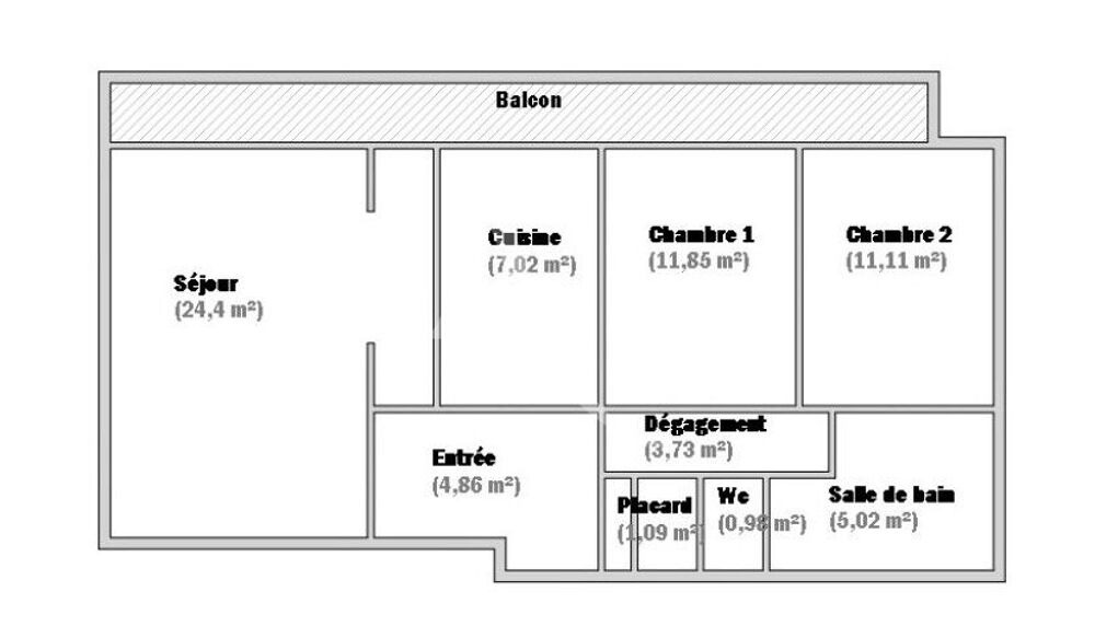 Vente Appartement Appartement Paris 3 pièce(s) 70m² + Balcon de 12m² Paris 12