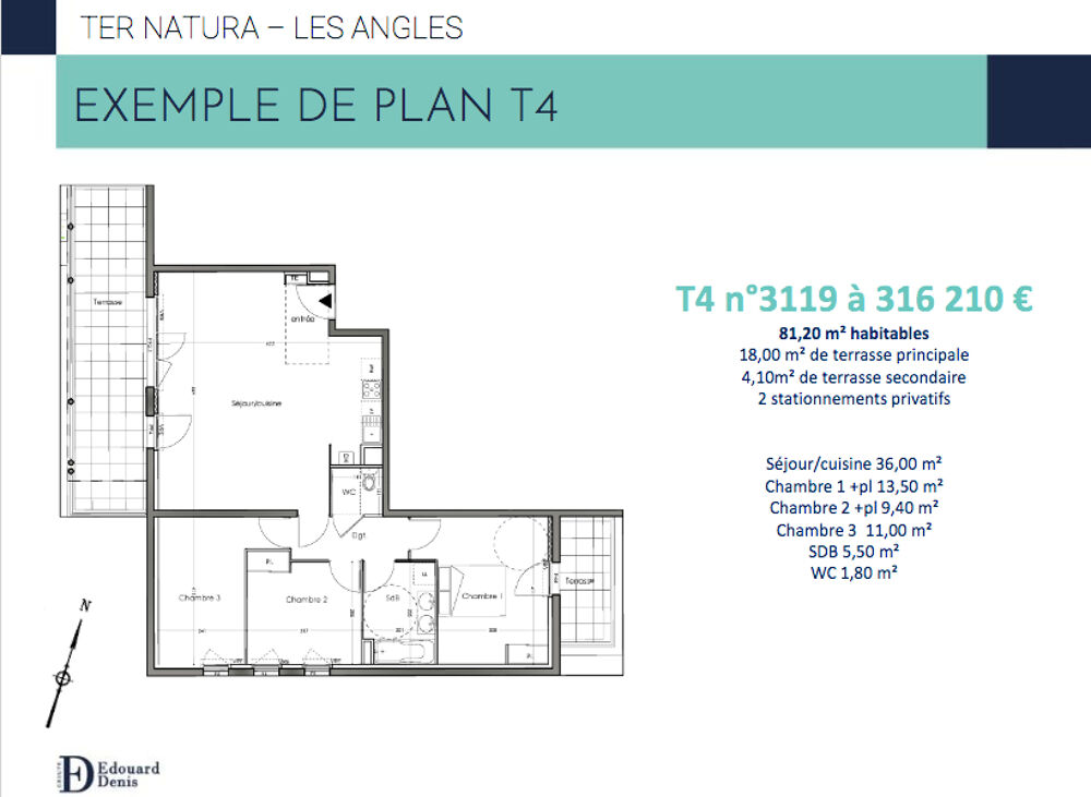 Vente Appartement Appartement Les Angles - 4 pice(s) Terrasses.Parkings- Les angles