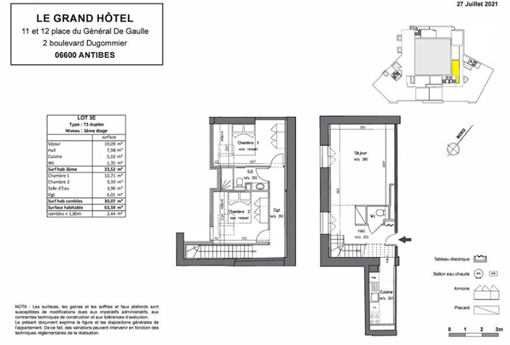 Vente Appartement Baisse de prix : Appartement T3  duplex sur toiture de  63,59 m2 (Antibes) Antibes