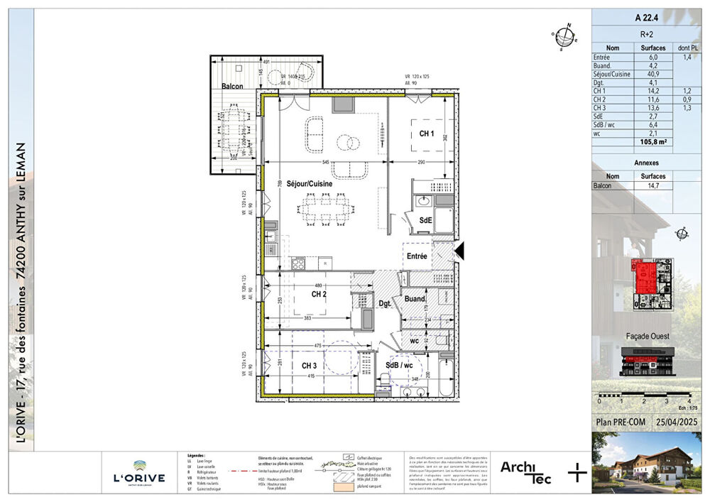 L'ORIVE - ANTHY SUR LÉMAN - T4 de 105.8m²