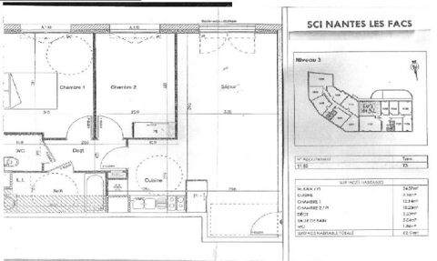  Appartement � louer 3 pi�ces 62 m�