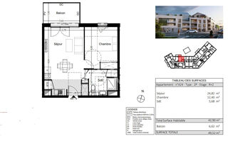  Appartement � vendre 2 pi�ces 43 m�