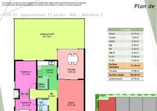  Appartement  vendre 3 pices 86 m