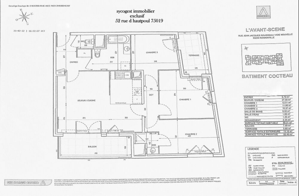 Vente Appartement Appartement Romainville 4 pice(s) 80.31 m2 Romainville