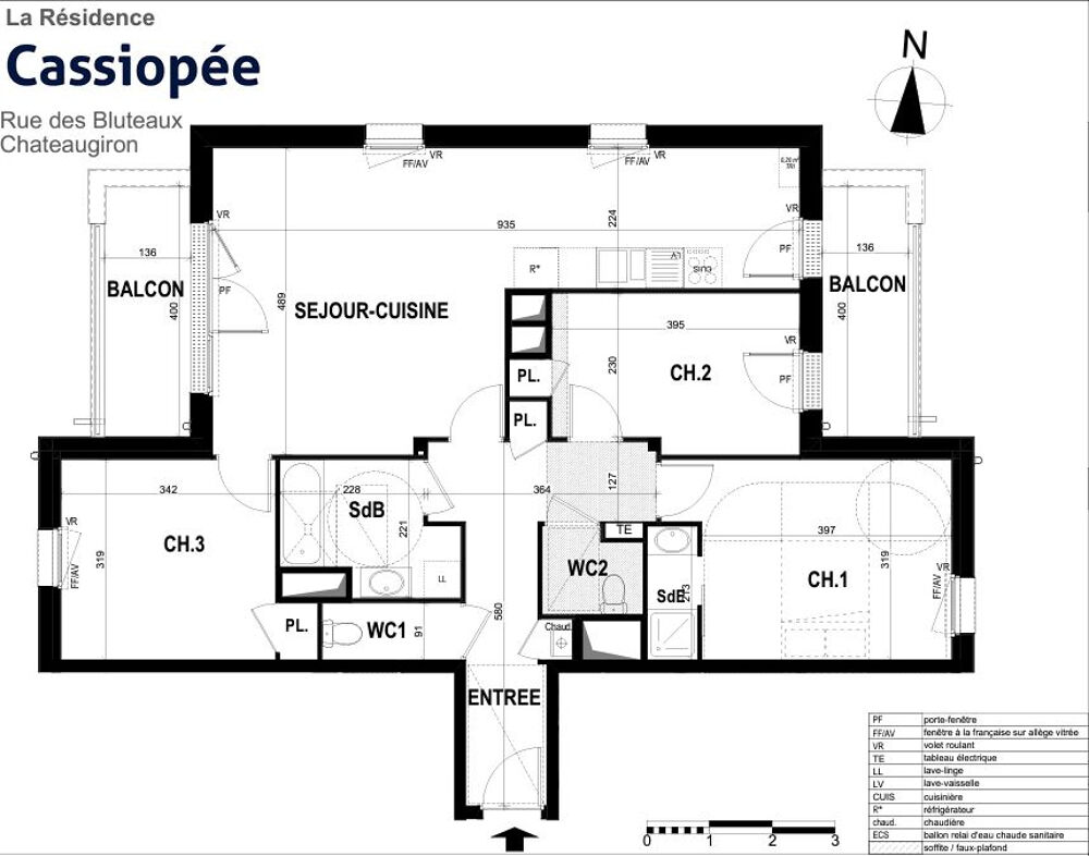 Chateaugiron - Appartement T4 de 87 m2 avec balconS et parkings