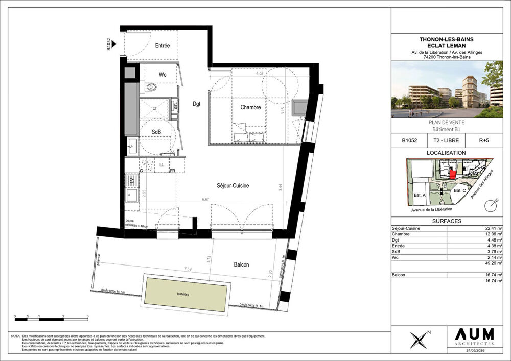 THONON LES BAINS - Appartement T2 - 49.26m²