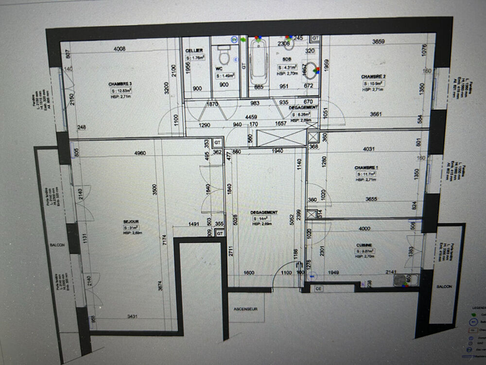 A VENDRE T4 105M2 AVEC BALCON LYON 69006