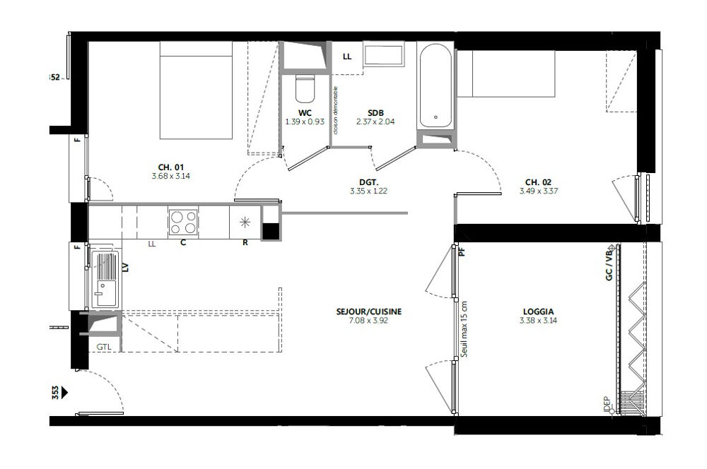 Vente Appartement Vaulx En Velin 3 pièces Terrasse et garage Vaulx en velin