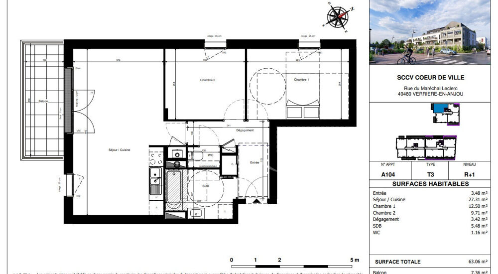 Vente Appartement A VENDRE Appartement de type 3 en plein bourg de Saint Sylvain  d'Anjou Saint sylvain d anjou