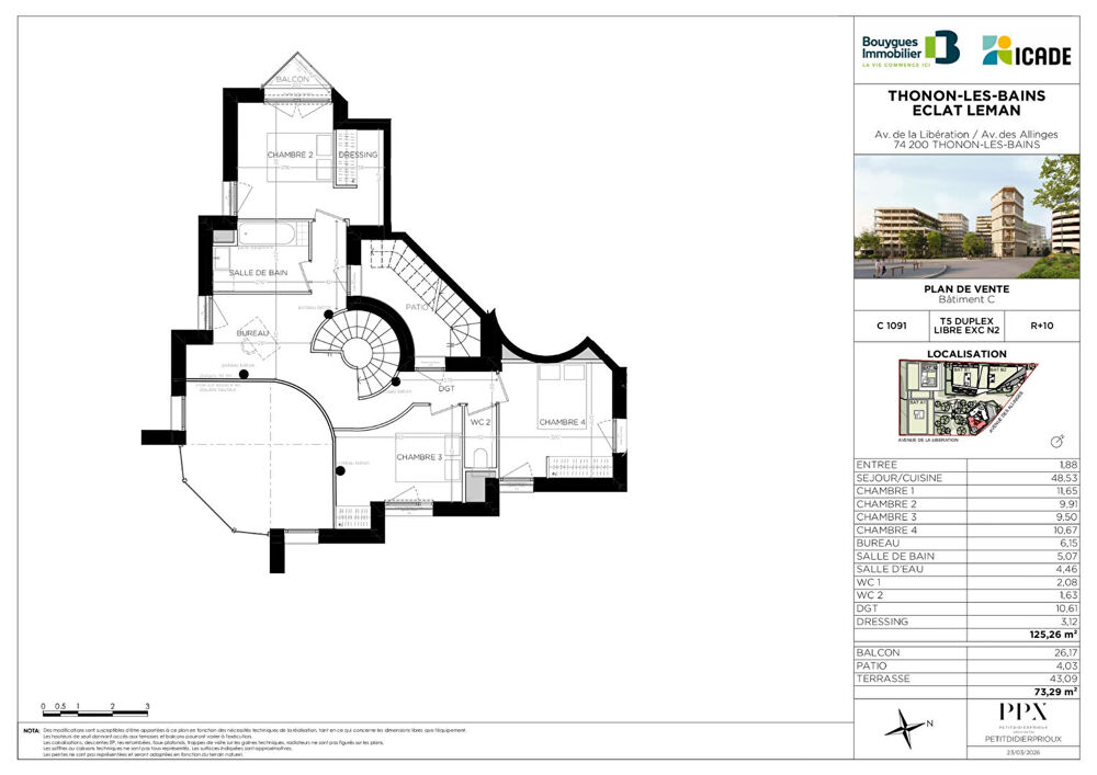 THONON LES BAINS - Appartement T5 en duplex - 125.26m²