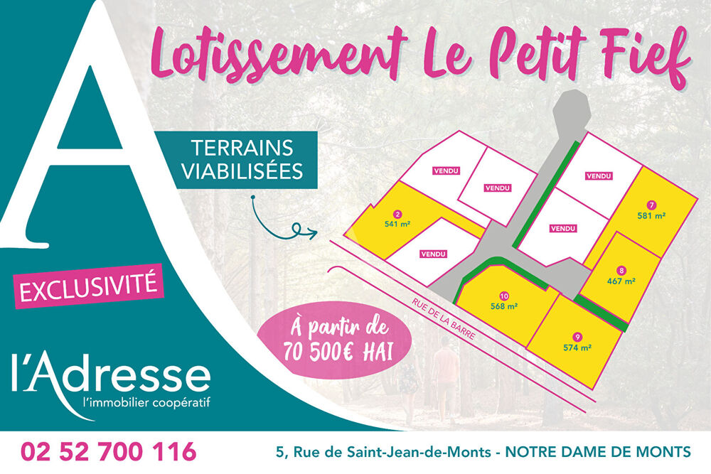 Vente Terrain Terrain Notre Dame De Monts 574 m2 Notre dame de monts