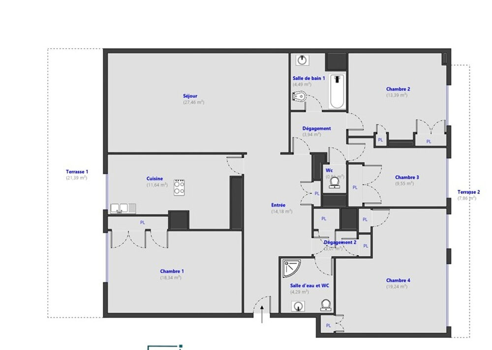 Nice Appartement Familial 5 pièce(s) 130.40 m2