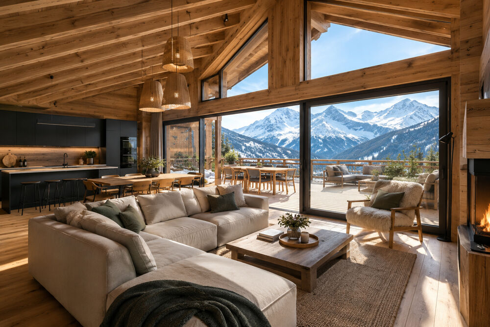 Un T3 face aux montagnes, avec terrasses, à Morzine