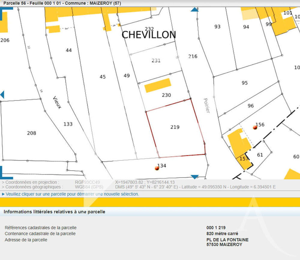 Vente Terrain TERRAIN DE 820M2 Maizeroy