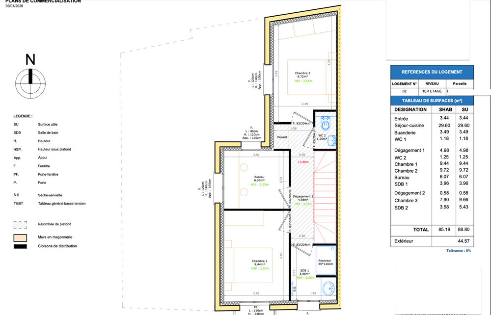 Maison d'architecte Tours 4 pièce(s) 88.8 m2 - Neuf à construire avec stationnement