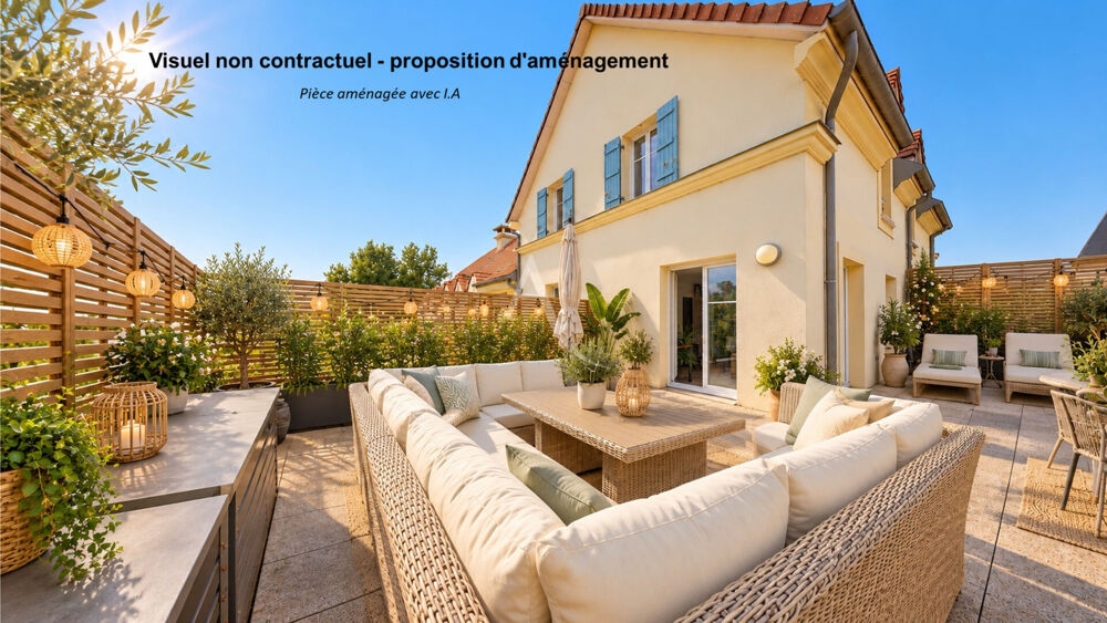 Appartement Vaureal F5 en DUPLEX au COEUR DE VILLE de 75 m2 avec 43 m2 de terrasse et 2 places de parking en sous sol.