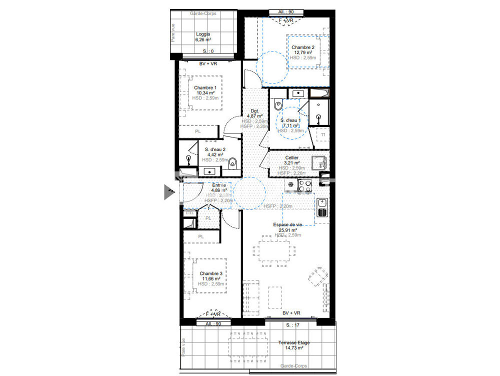 Vente Appartement Appartement Challes Les Eaux 4 pièce(s) 85 m² dernier étage avec deux garages Challes les eaux