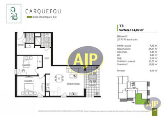  Appartement à vendre 3 pièces 64 m²