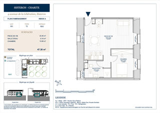  Appartement  vendre 2 pices 42 m