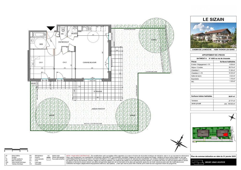 Vente Appartement Nouveauté - THONON LES BAINS - Appartement T3 RDJ Thonon les bains