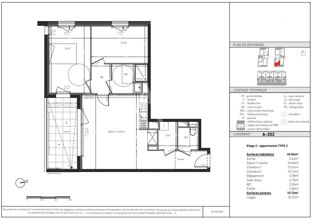 Appartement Angers T3 avec balcon de 10m² DISPONIBLE DE SUITE
