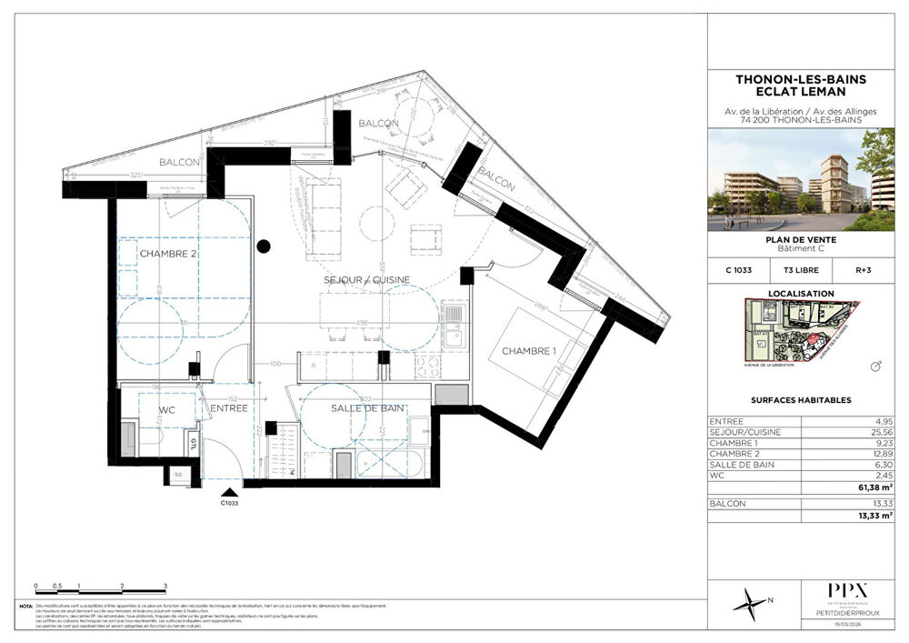 THONON LES BAINS - Appartement T3 - 61.38m²